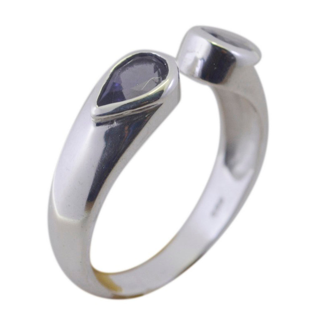Iolite Toi et Moi Turkish 92.5 Silver Blue Gemstone Delicate Trendy Ring Jewelry