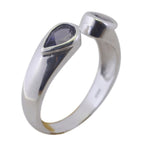 Iolite Toi et Moi Turkish 92.5 Silver Blue Gemstone Delicate Trendy Ring Jewelry