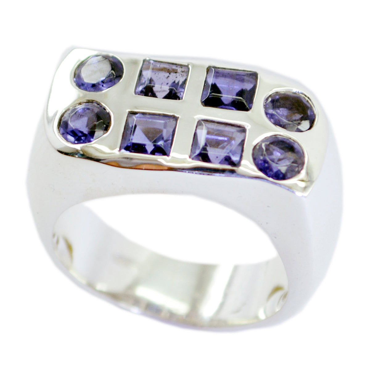 Iolite octa Spanish Sterling Silver Blue Gems Chunky Artisan Ring Jewelry Huvudsaklig produktbild