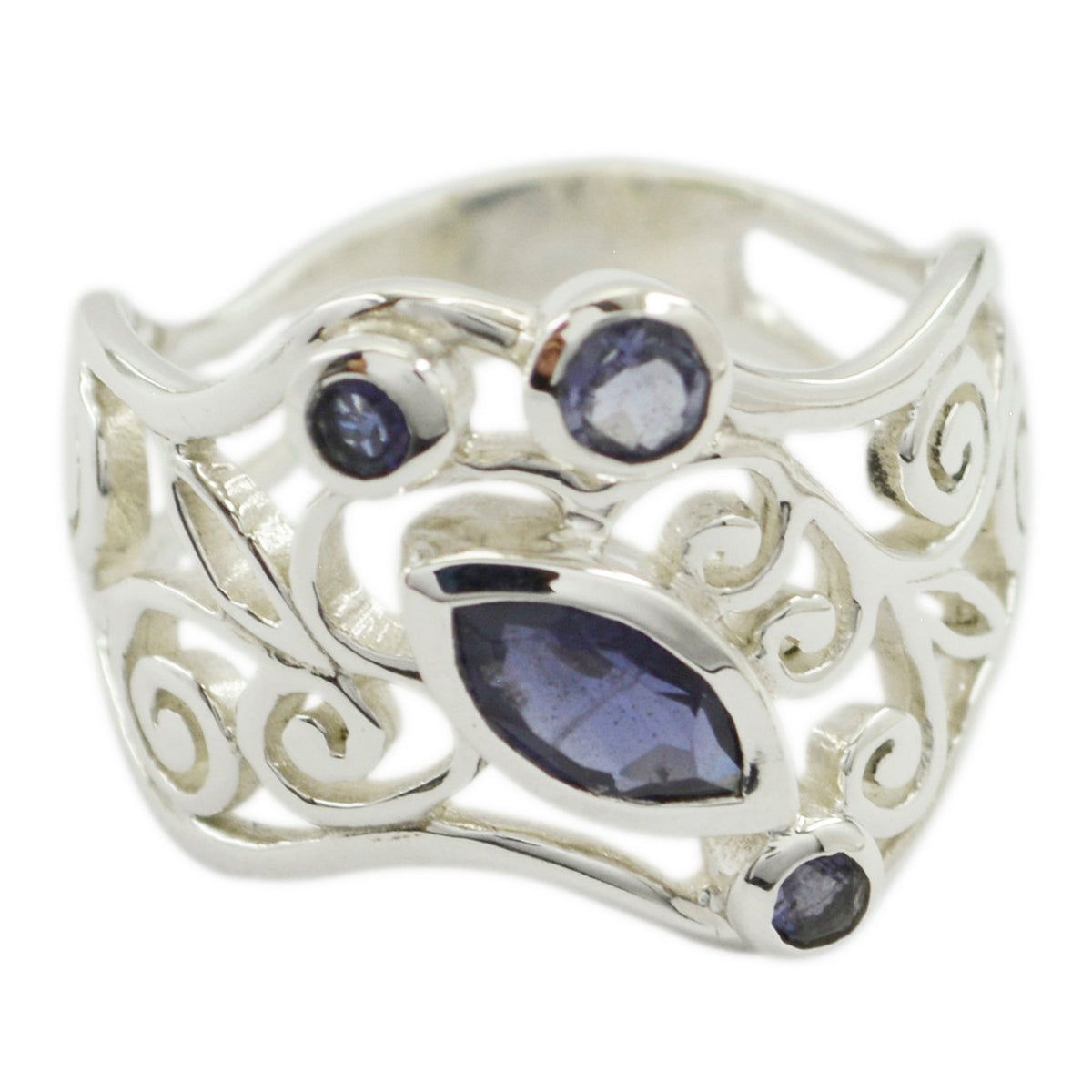 Iolite quarter Latin American 925 Sterling Silver Blue Gemstones Essential  Filigree Ring Jewellery メイン画像
