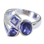 Iolite Trilogy French 925 Sterling Silver Blue Gemstone Eye catching Abstract Ring Jewellery