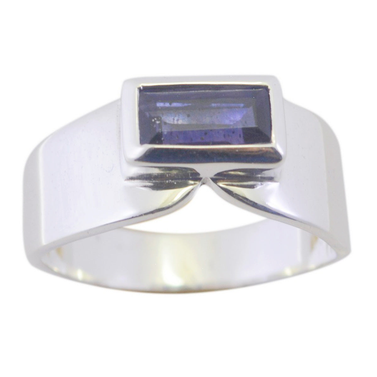 Iolite Solitaire Turkish Sterling Silver Blue Gems Whisper thin Modern Ring Jewellery