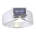 Iolite Solitaire Turkish Sterling Silver Blue Gems Whisper thin Modern Ring Jewellery