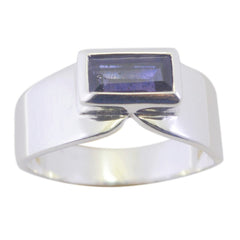 Iolite Solitaire Turkish Sterling Silver Blue Gems Whisper thin Modern Ring Jewellery