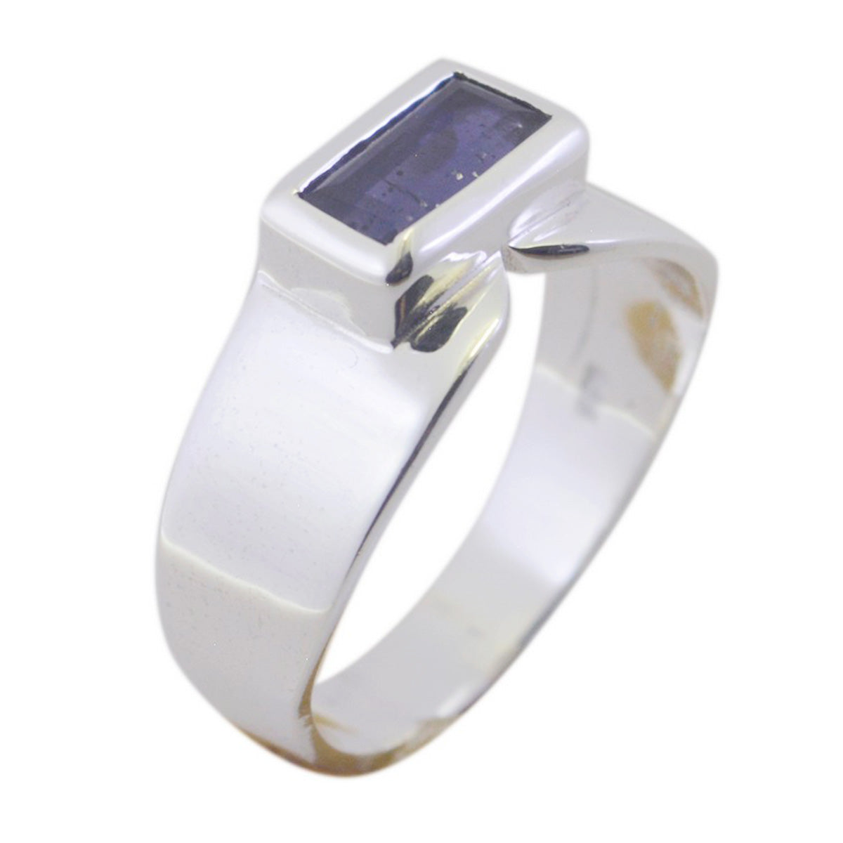 Iolite Solitaire Turkish Sterling Silver Blue Gems Whisper thin Modern Ring Jewellery