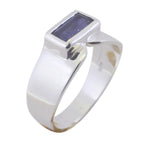 Iolite Solitaire Turkish Sterling Silver Blue Gems Whisper thin Modern Ring Jewellery