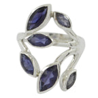 Iolite Hexa Egyptian 925 Silver Blue Gemstone Versatile Leafy Ring Jewellery