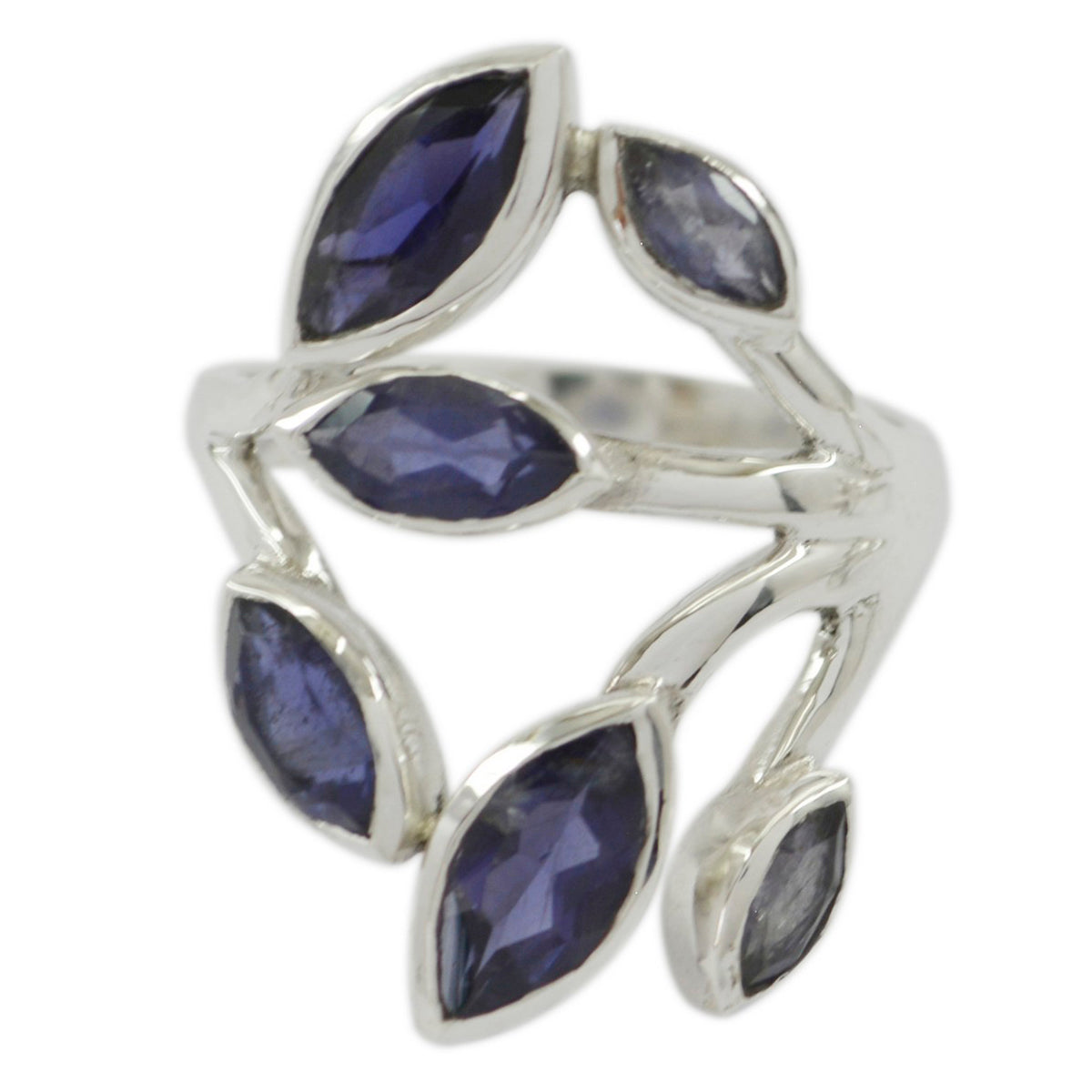 Iolite Hexa Egyptian 925 Silver Blue Gemstone Versatile Leafy Ring Jewellery
