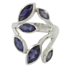 Iolite Hexa Egyptian 925 Silver Blue Gemstone Versatile Leafy Ring Jewellery