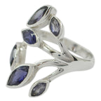 Iolite Hexa Egyptian 925 Silver Blue Gemstone Versatile Leafy Ring Jewellery