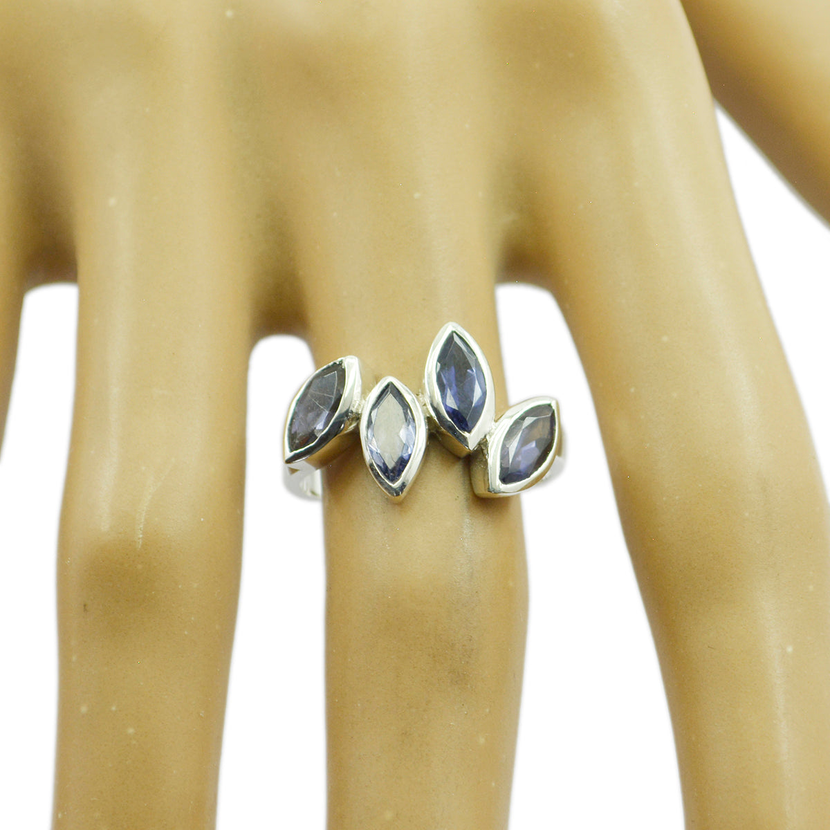 Iolite quarter Moroccan 925 Sterling Silver Blue Gemstones Featherlight Romantic Ring Jewelry