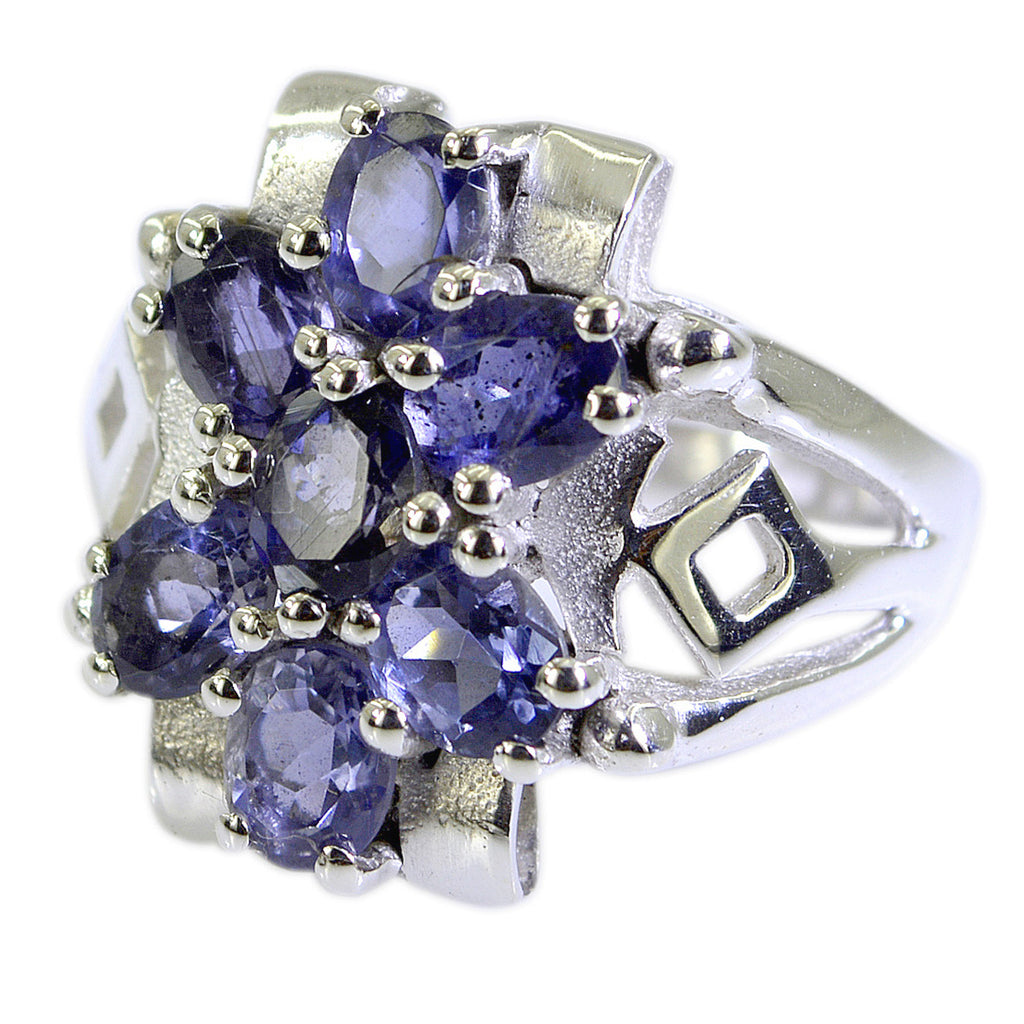 Iolite multiple French Silver Blue Gems Mid weight Abstract Ring Jewelry