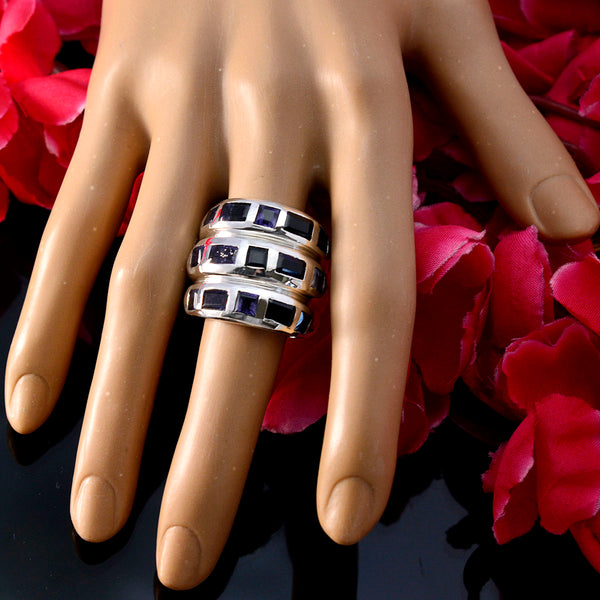 Iolite multiple French Sterling Silver Blue Gems Chunky Cocktail Ring Jewelry