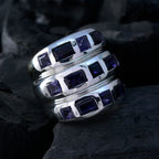 Iolite multiple French Sterling Silver Blue Gems Chunky Cocktail Ring Jewelry