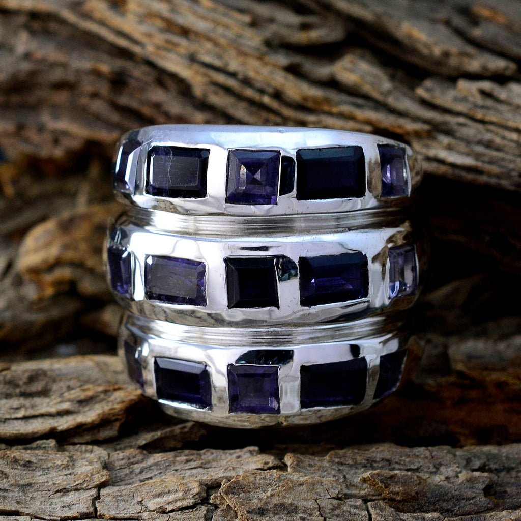 Iolite multiple French Sterling Silver Blue Gems Chunky Cocktail Ring Jewelry