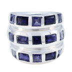 Iolite multiple French Sterling Silver Blue Gems Chunky Cocktail Ring Jewelry
