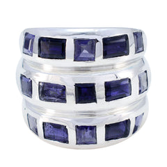 Iolite multiple French Sterling Silver Blue Gems Chunky Cocktail Ring Jewelry