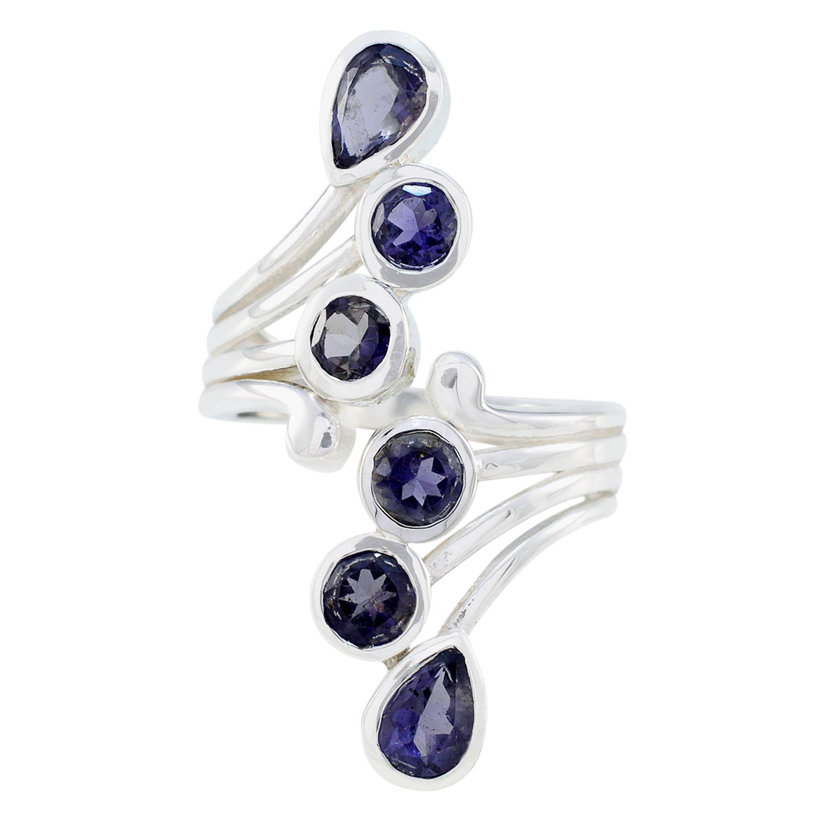 Iolite Hexa German Silver Blue Gemstones Versatile Modern Ring Jewellery Главное изображение товара