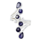 Iolite Hexa German Silver Blue Gemstones Versatile Modern Ring Jewellery