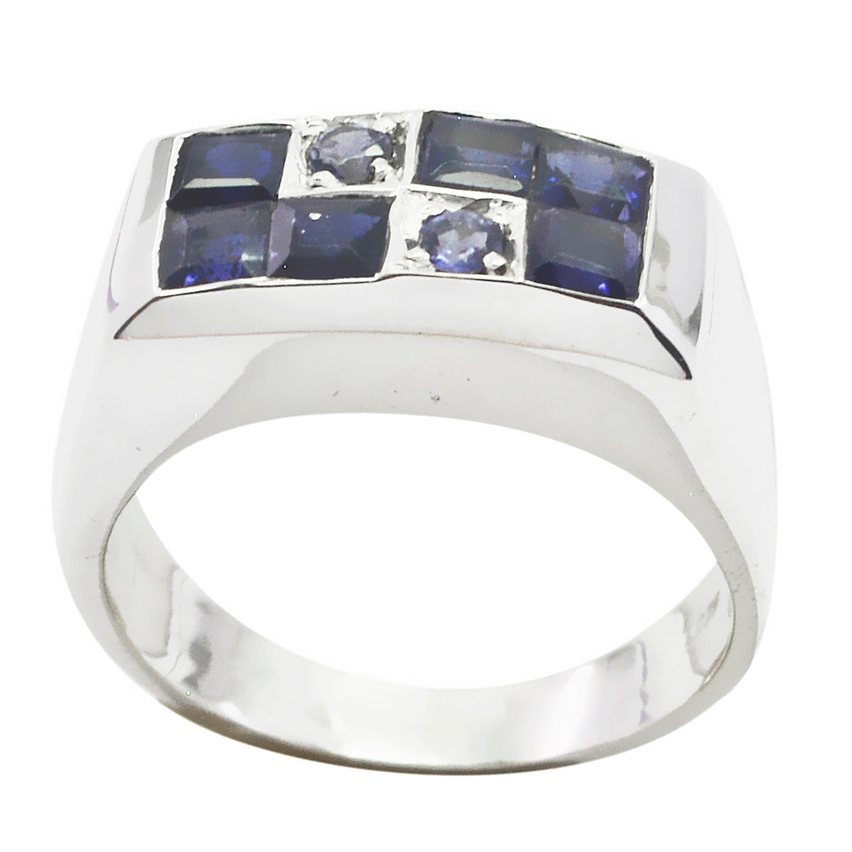 Ioliet octa Afrikaanse sterling zilver blauwe edelstenen minimalistische moderne ring sieraden Secundaire afbeelding