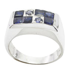 Iolite octa African Sterling Silver Blue Gemstones Minimal Modern Ring Jewelry