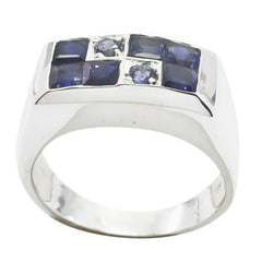 Iolite octa African Sterling Silver Blue Gemstones Minimal Modern Ring Jewelry
