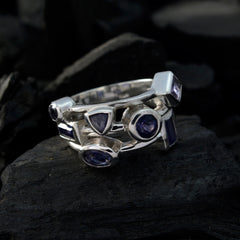 Iolite Trilogy African 92.5 Silver Blue Gems Versatile Trendy Ring Jewellery