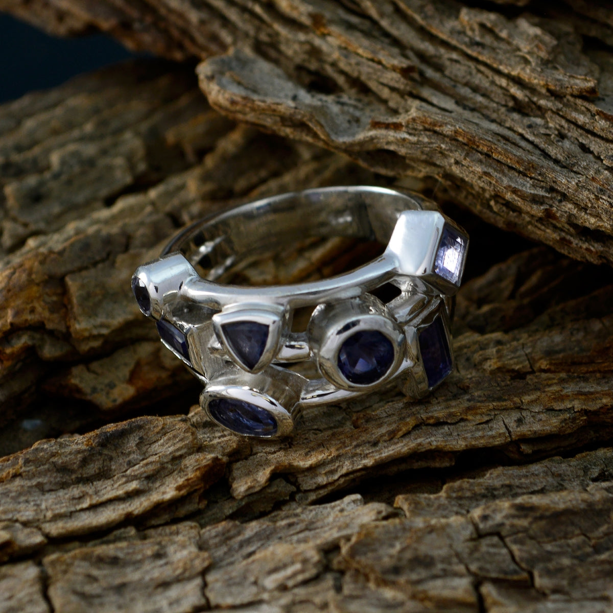 Iolite Trilogy African 92.5 Silver Blue Gems Versatile Trendy Ring Jewellery
