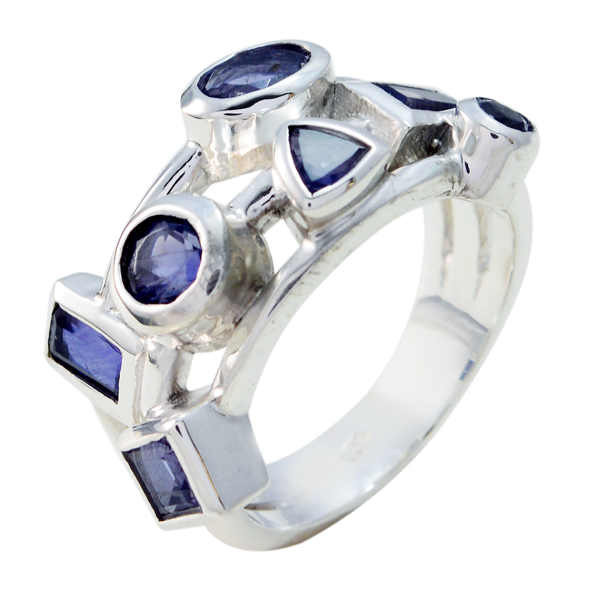 Iolite Trilogy African 92.5 Silver Blue Gems Versatile Trendy Ring Jewellery Главное изображение товара