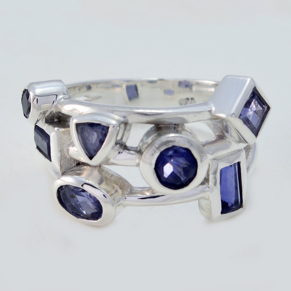 Iolite Trilogy African 92.5 Silver Blue Gems Versatile Trendy Ring Jewellery Второстепенное изображение товара