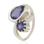 Iolite Toi et Moi German 925 Silver Blue Gems Featherlight Feminine Ring Jewelry