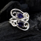 Iolite Toi et Moi French Silver Blue Gemstones Featherlight Modern Ring Jewelry