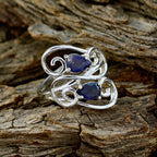 Iolite Toi et Moi French Silver Blue Gemstones Featherlight Modern Ring Jewelry