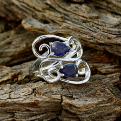 Iolite Toi et Moi French Silver Blue Gemstones Featherlight Modern Ring Jewelry