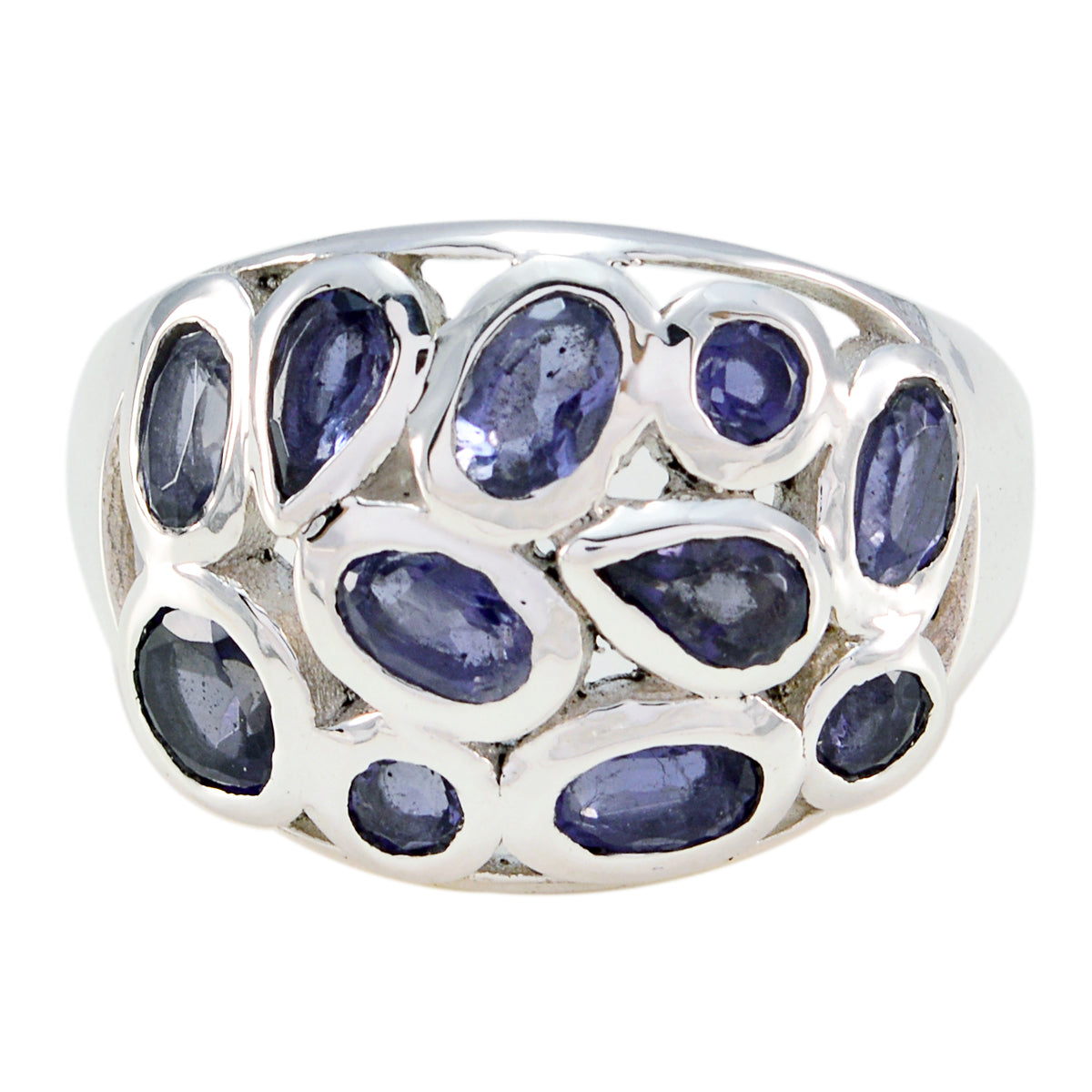 Iolite multiple Russian 92.5 Silver Blue Gems Eye-catching Abstract Ring Jewellery Второстепенное изображение товара