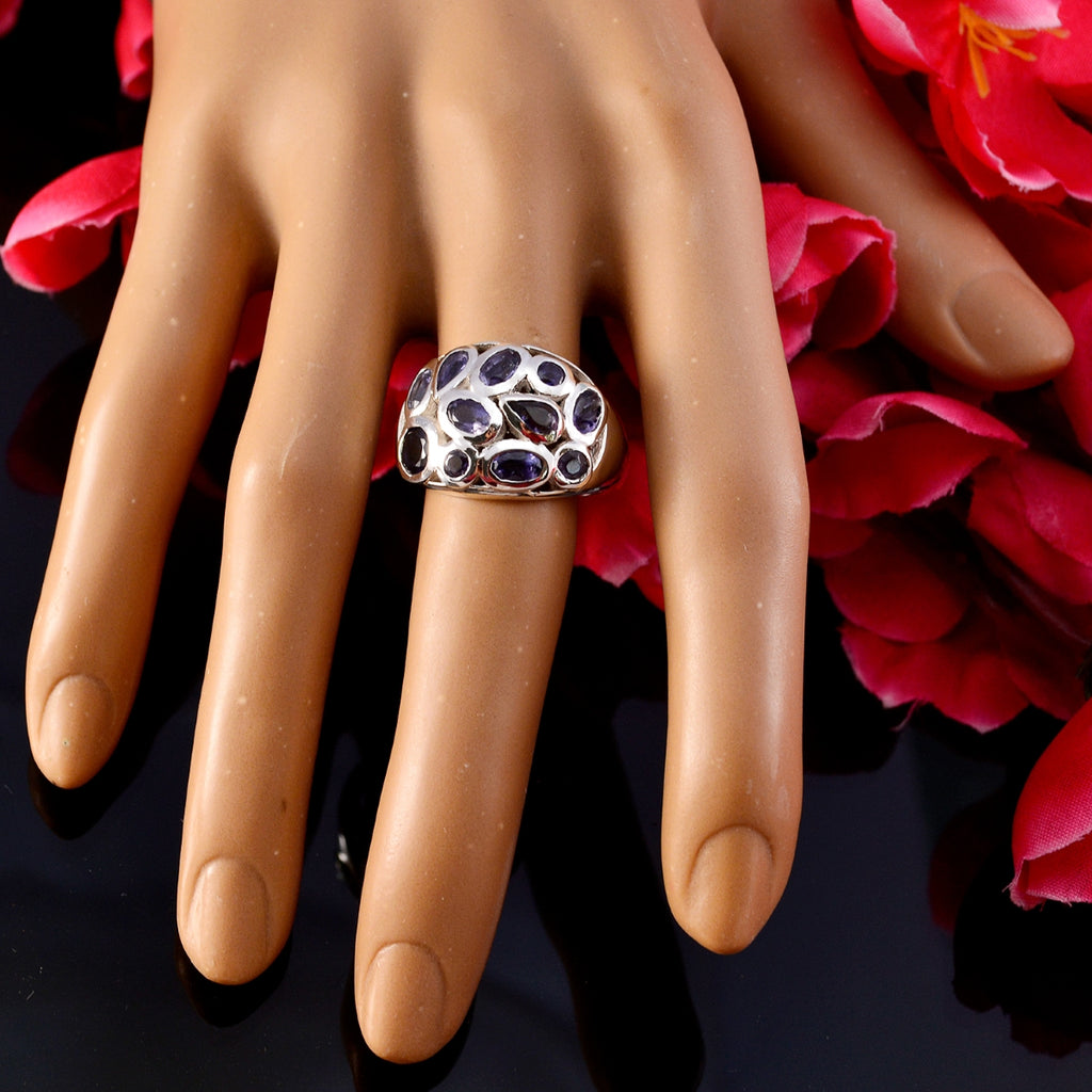 Iolite multiple Russian 92.5 Silver Blue Gems Eye catching Abstract Ring Jewellery