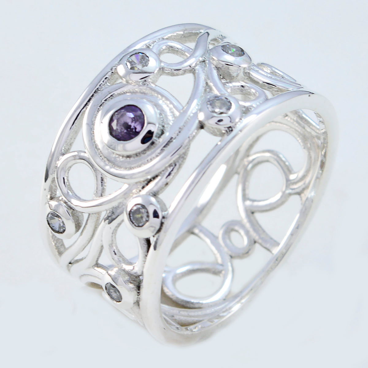 Iolite multiple Egyptian Sterling Silver Blue Gems Classic Bubble Ring Jewelry