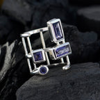 Iolite quarter Russian Sterling Silver Blue Gemstones Mid weight Signet Ring Jewellery