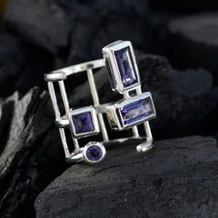Iolite quarter Russian Sterling Silver Blue Gemstones Mid weight Signet Ring Jewellery