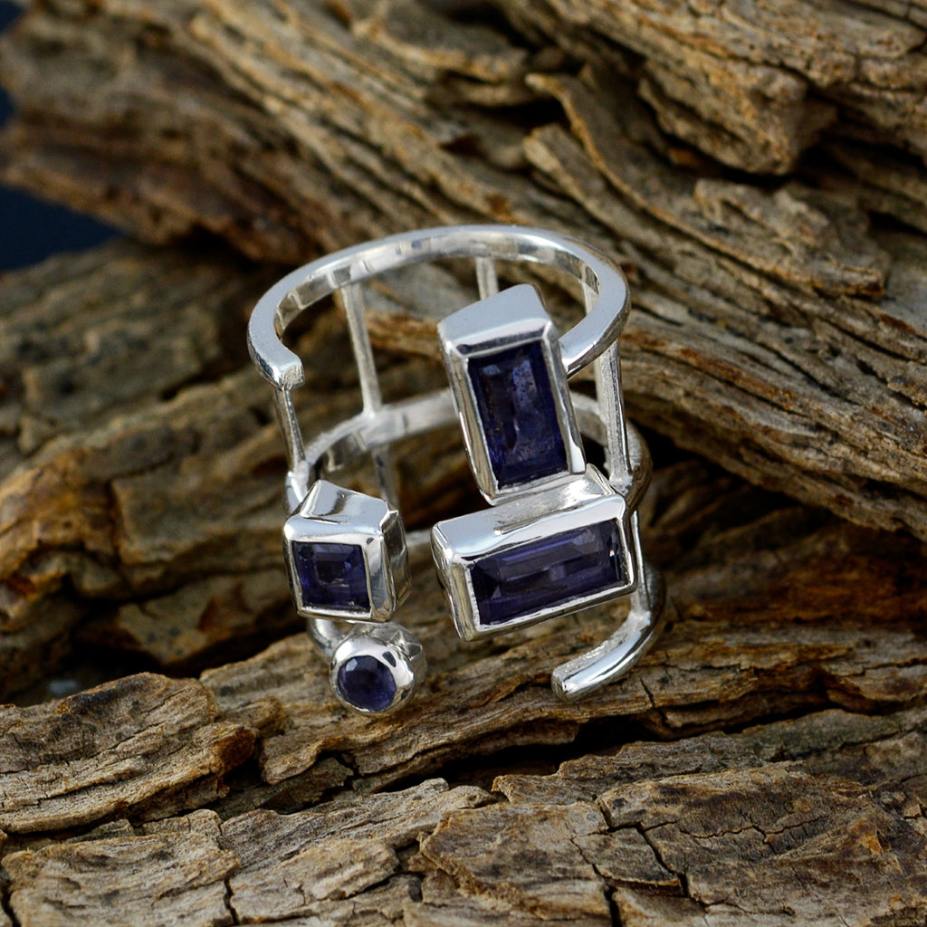 Iolite quarter Russian Sterling Silver Blue Gemstones Mid weight Signet Ring Jewellery