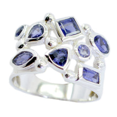 Iolite multiple German Silver Blue Gems Eye catching Contemporary Ring Jewellery