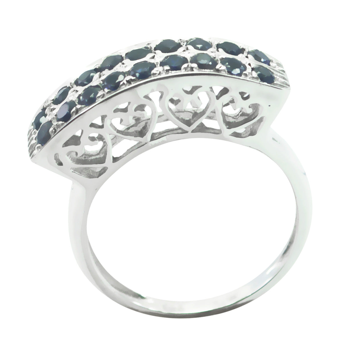 Bague luxueuse et ultra-fine en argent 925 avec plusieurs pierres bleues turques en iolite Image secondaire du produit