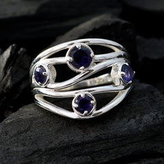 Iolite quarter Indian 925 Silver Blue Gemstones Versatile Abstract Ring Jewellery