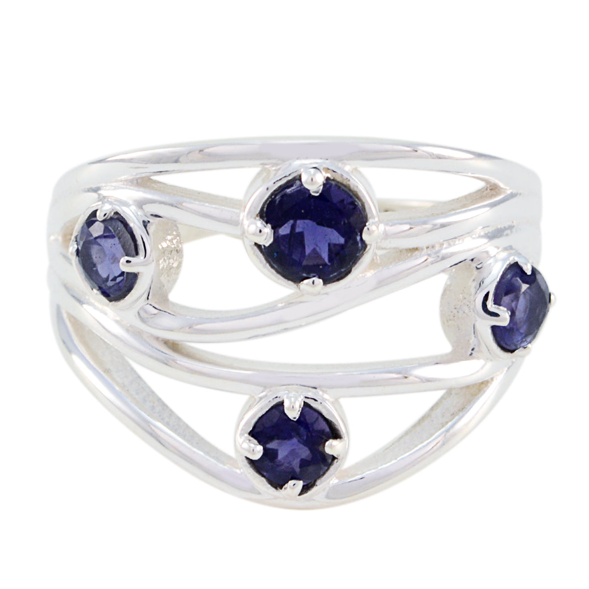 Iolite quarter Indian 925 Silver Blue Gemstones Versatile Abstract Ring Jewellery メイン画像