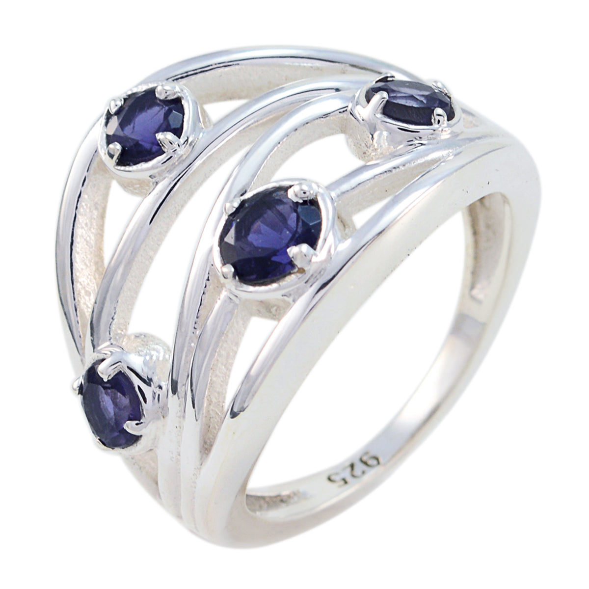Iolite quarter Indian 925 Silver Blue Gemstones Versatile Abstract Ring Jewellery