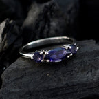 Iolite Trilogy Japanese Silver Blue Gemstones Whisper thin Sophisticated Ring Jewelry