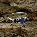 Iolite Trilogy Japanese Silver Blue Gemstones Whisper thin Sophisticated Ring Jewelry
