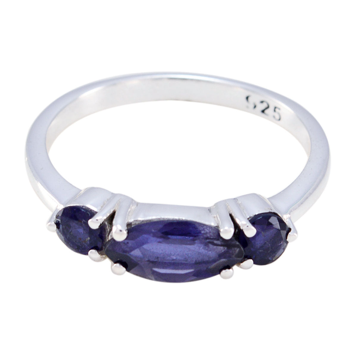 Iolite Trilogy Japanese Silver Blue Gemstones Whisper thin Sophisticated Ring Jewelry