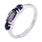 Iolite Trilogy Japanese Silver Blue Gemstones Whisper thin Sophisticated Ring Jewelry