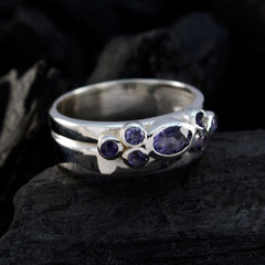 Iolite Hepta German 925 Silver Blue Gemstones Classic Trendy Band Jewelry